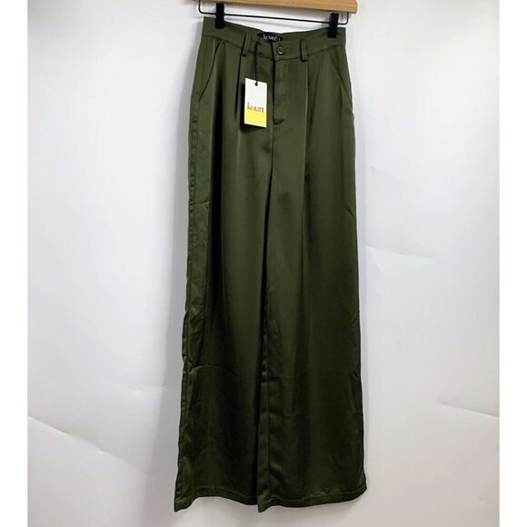Kourt Women's High Rise Wide Leg Pleated Classic Trousers Size‎ XS NWT - Picture 1 of 12